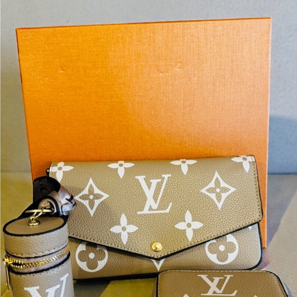 Inspired Beige Monogram Women's Bag Set - Picture 2 of 4